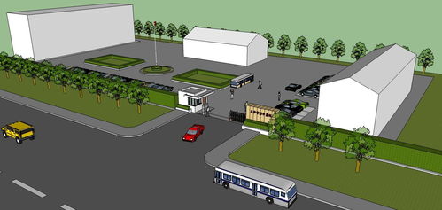 現(xiàn)代工廠大門su模型下載