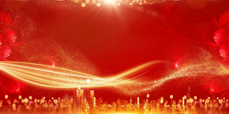 大氣紅色2018企業年會頒獎晚會背景圖