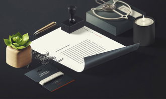 黑色極簡主義傳真名片信箋企業品牌樣機模版圖片設計素材 高清psd模板下載 518.22mb 商務vi樣機大全