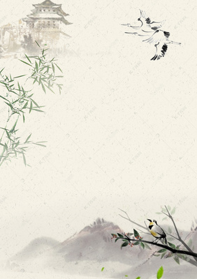 古風喜鵲梅花背景圖仙鶴背景圖片免費下載